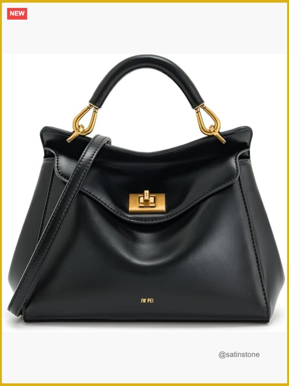 Faux Leather Top Handle Handbag With Adjustable Crossbody Strap